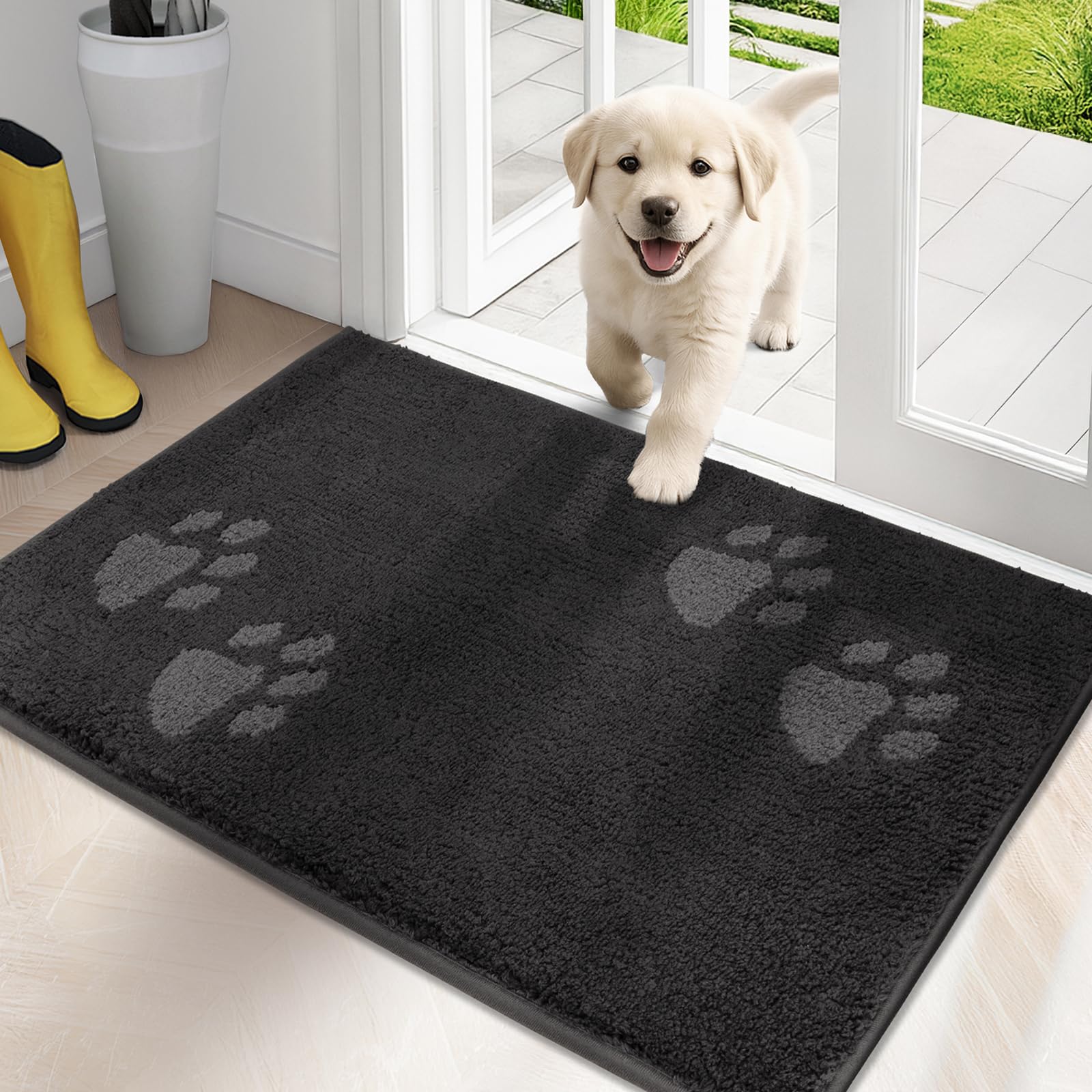 PURRUGS dirt-trapping door mat front view reduces mud indoors