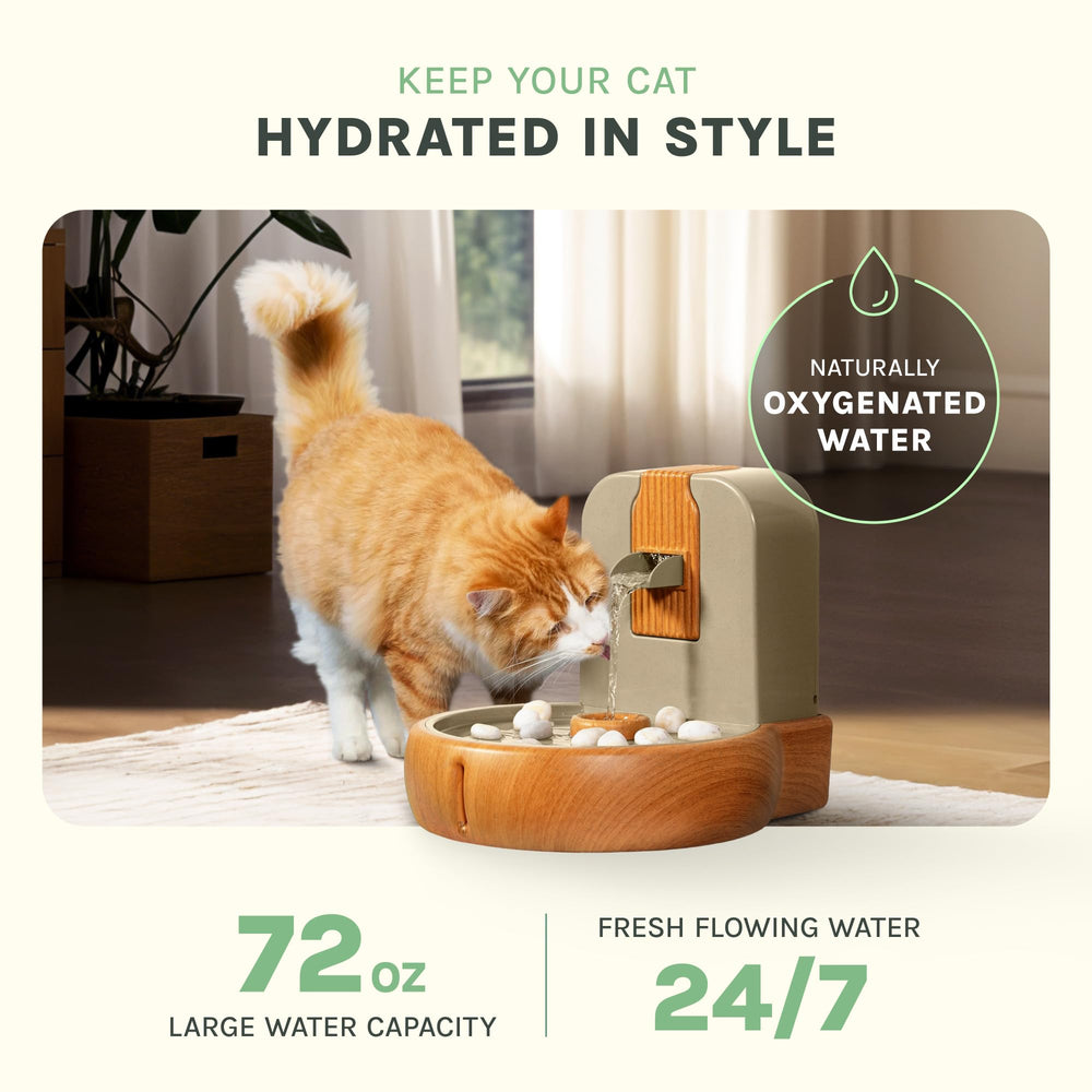 PURRVANA Cat Water Fountain splash-free design keeps your pet area clean.