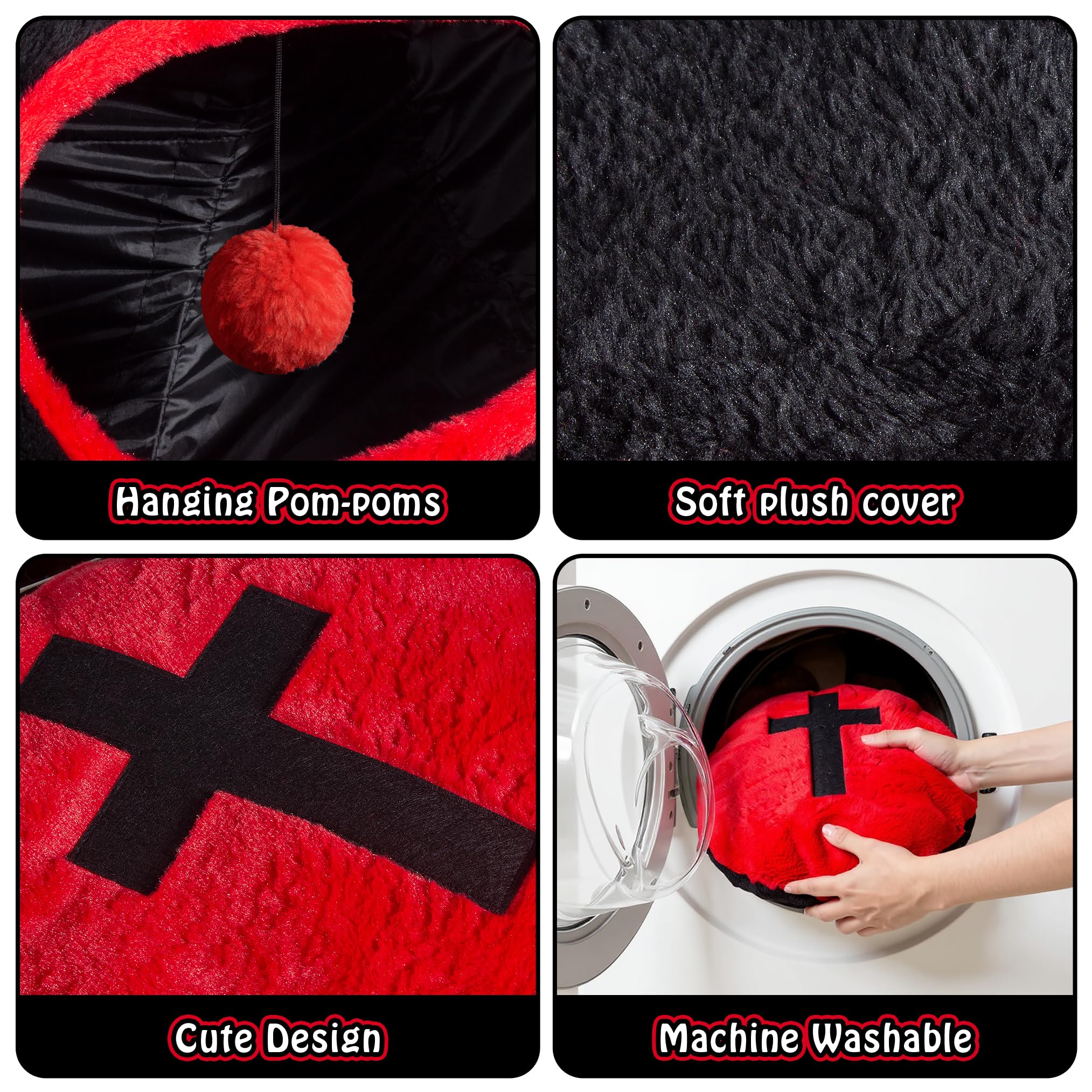 Purrzone Gothic Cat Bed inside view highlights tunnel play and nap space