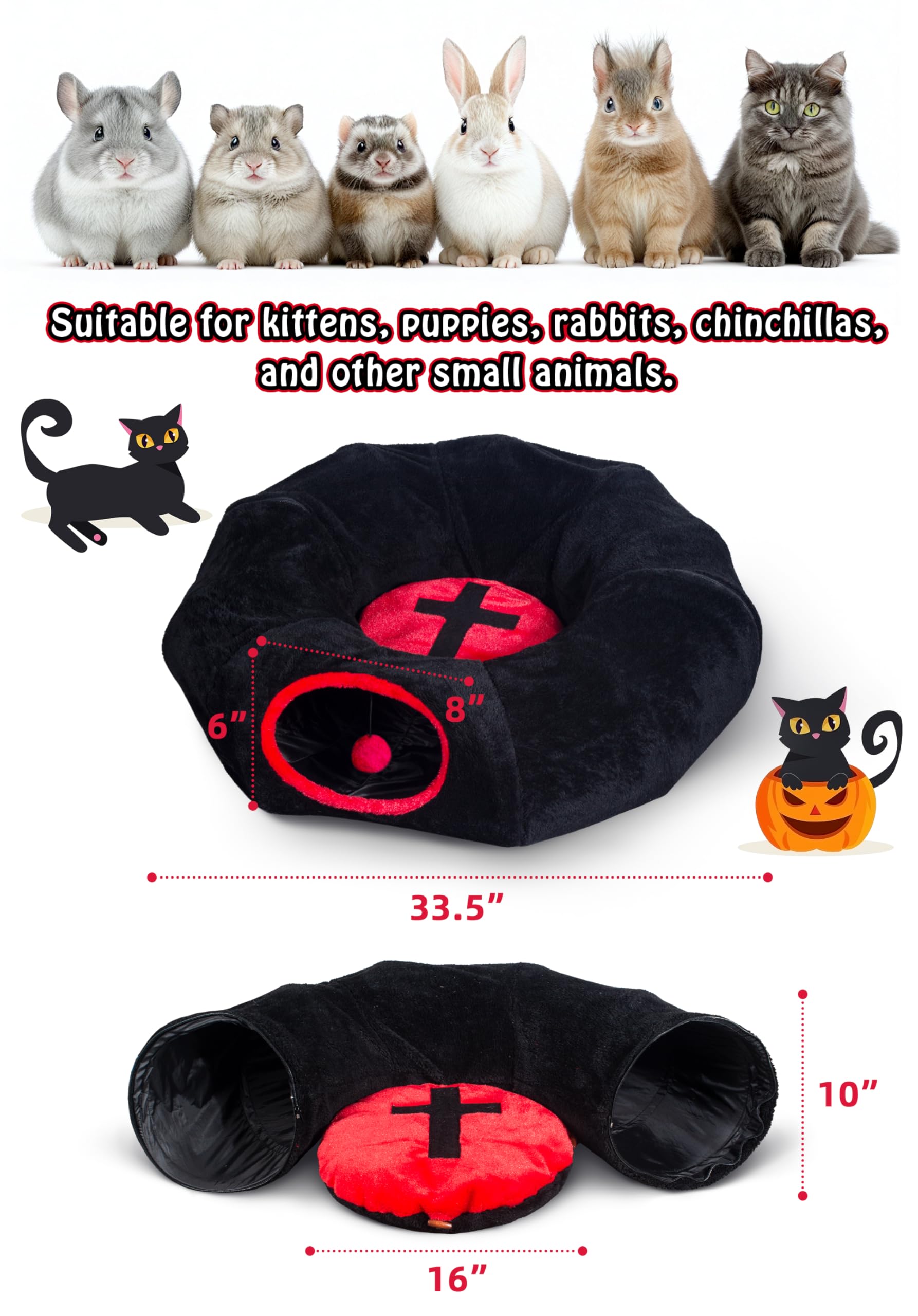 Purrzone Gothic Cat Bed hanging toy balls entertain curious kittens