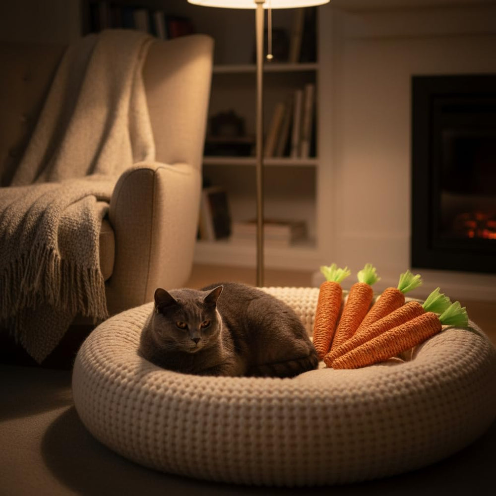 PurYupearl carrot toy in action showing scratching and chasing play