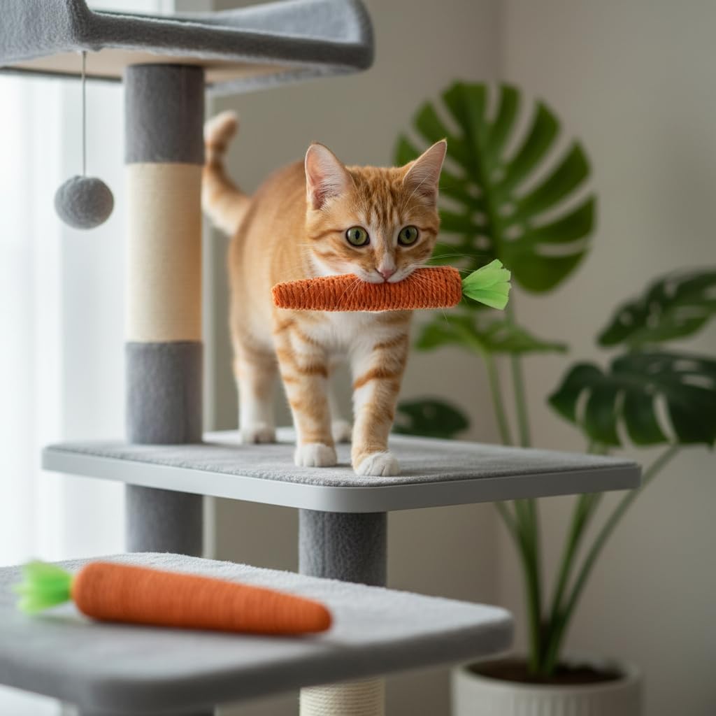 PurYupearl carrot toy showing teeth and gums demo through textured surface