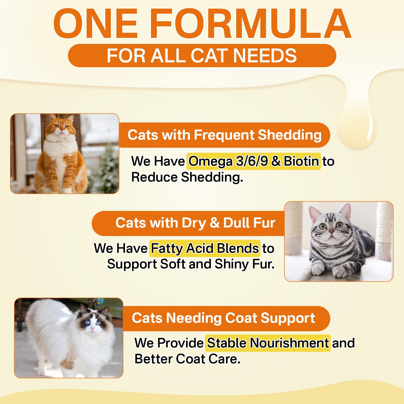 Puyrzoe Cat Skin and Coat Chews bottle pour—easy, mess-free daily feeding in multi-cat homes.