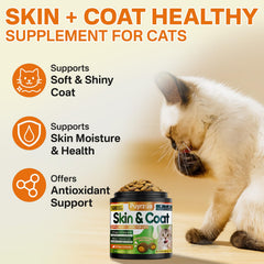 Puyrzoe Cat Skin and Coat Chews closeup texture—creamy cheese core with chicken-shrimp flavor.