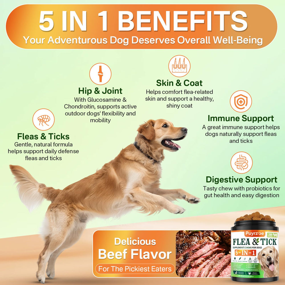 Puyrzoe five-in-one dog joint support with glucosamine and chondroitin