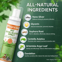 Puyrzoe natural ingredients close-up emphasizes gentle formula safe for sensitive pets.