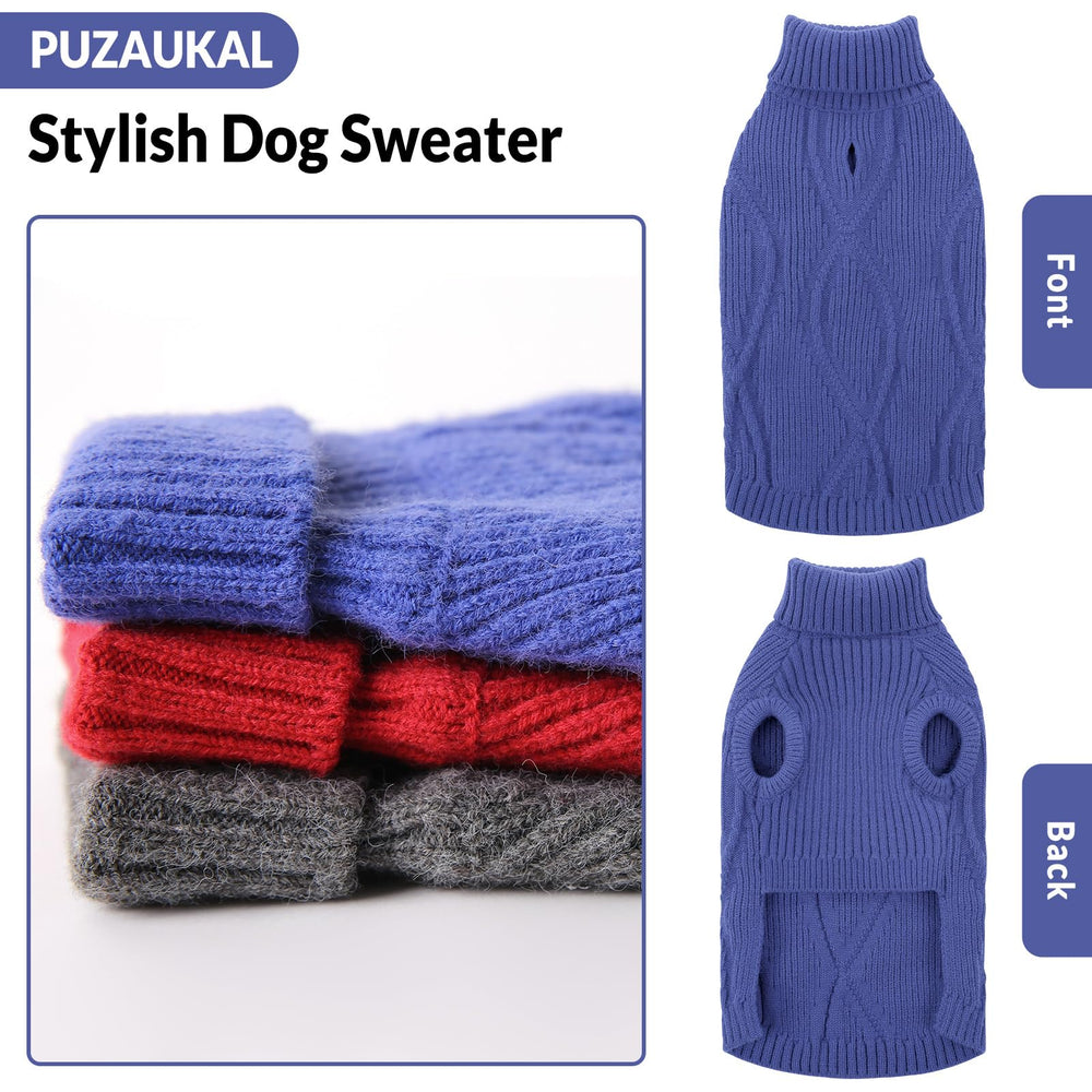 PUZAUKAL dog sweater with harness hole for easy leash attachment