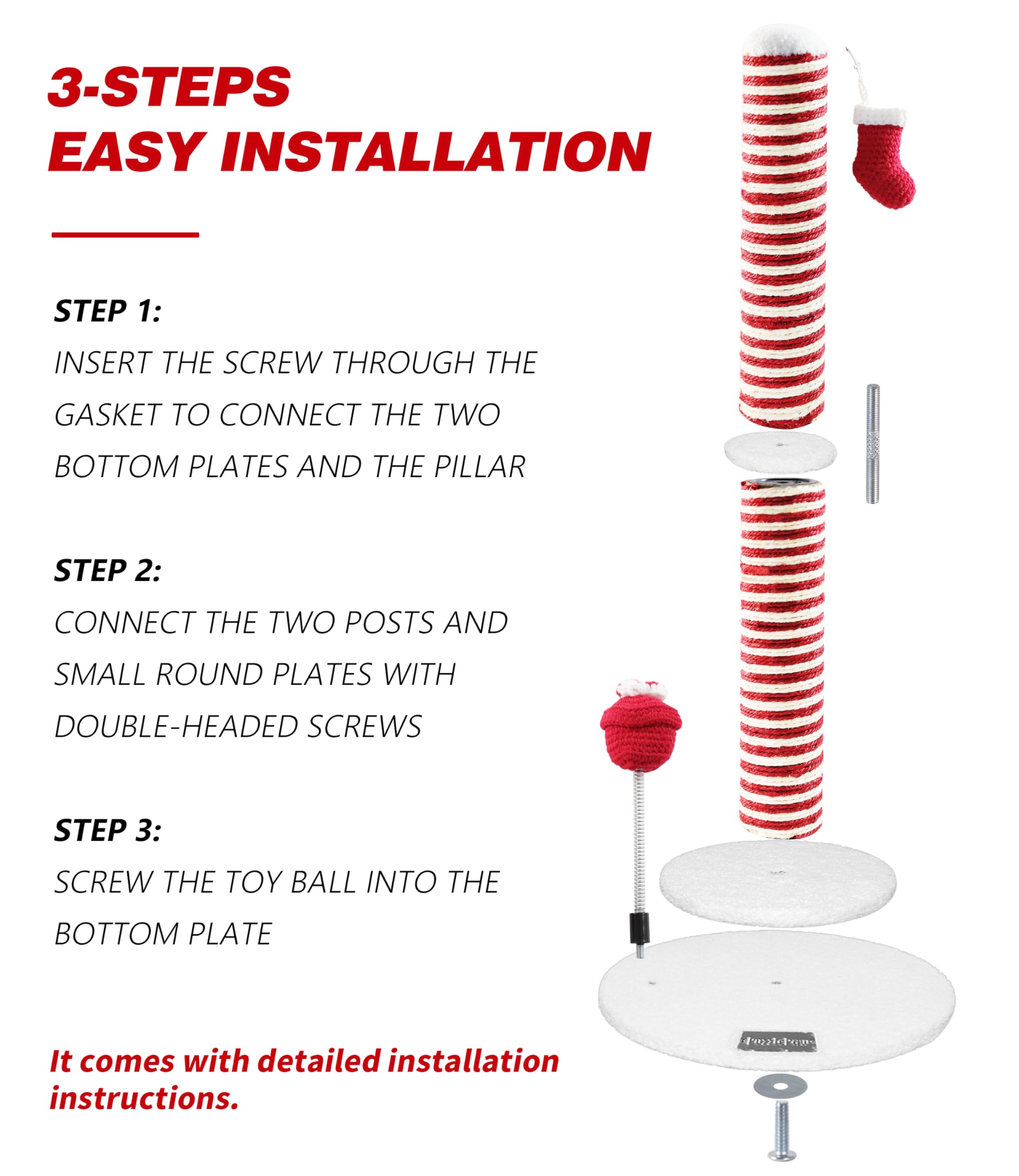 PuzzlePaw festive cat tree tower supports climbing, scratching, and solo play.