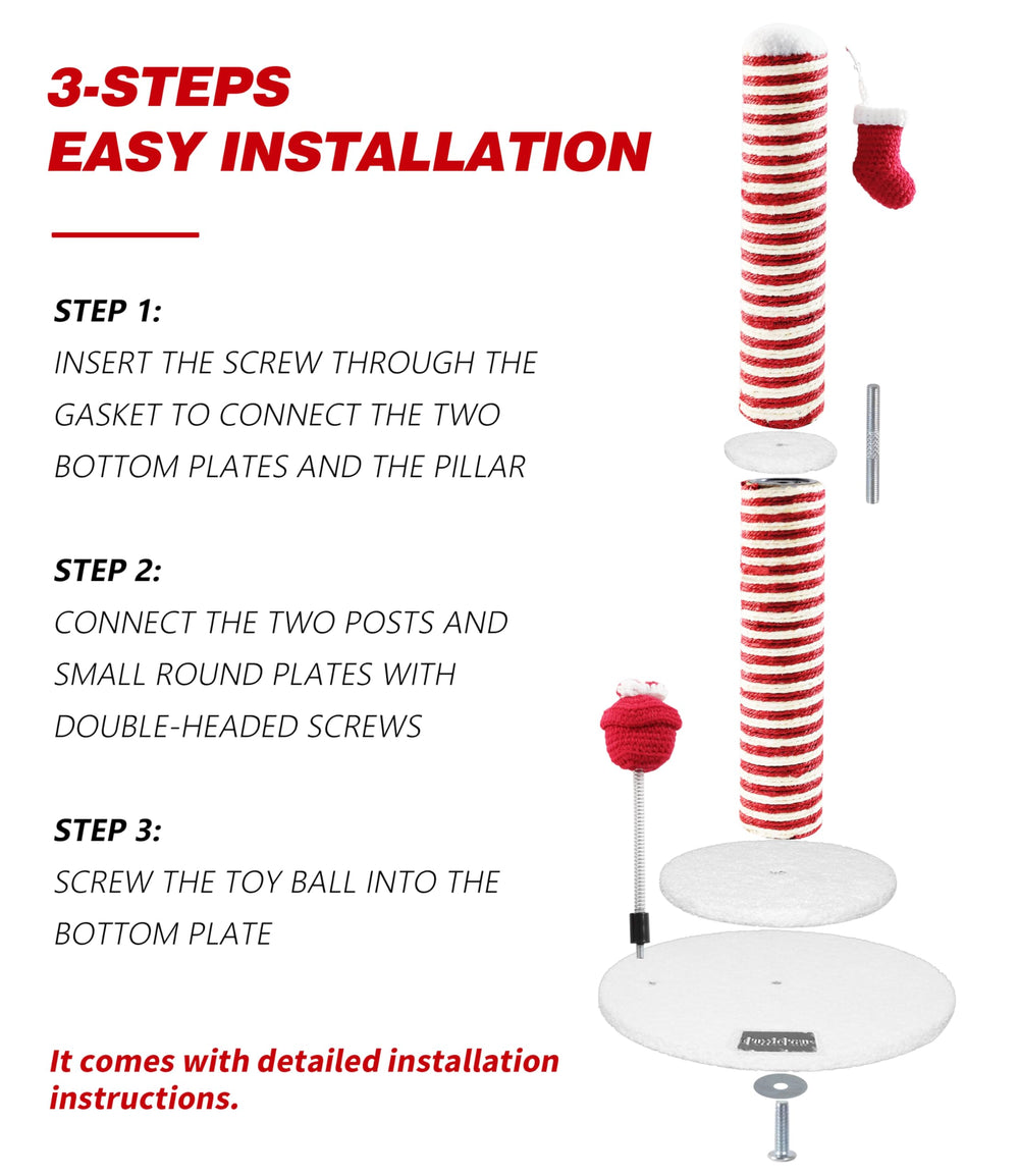 PuzzlePaw festive cat tree tower supports climbing, scratching, and solo play.