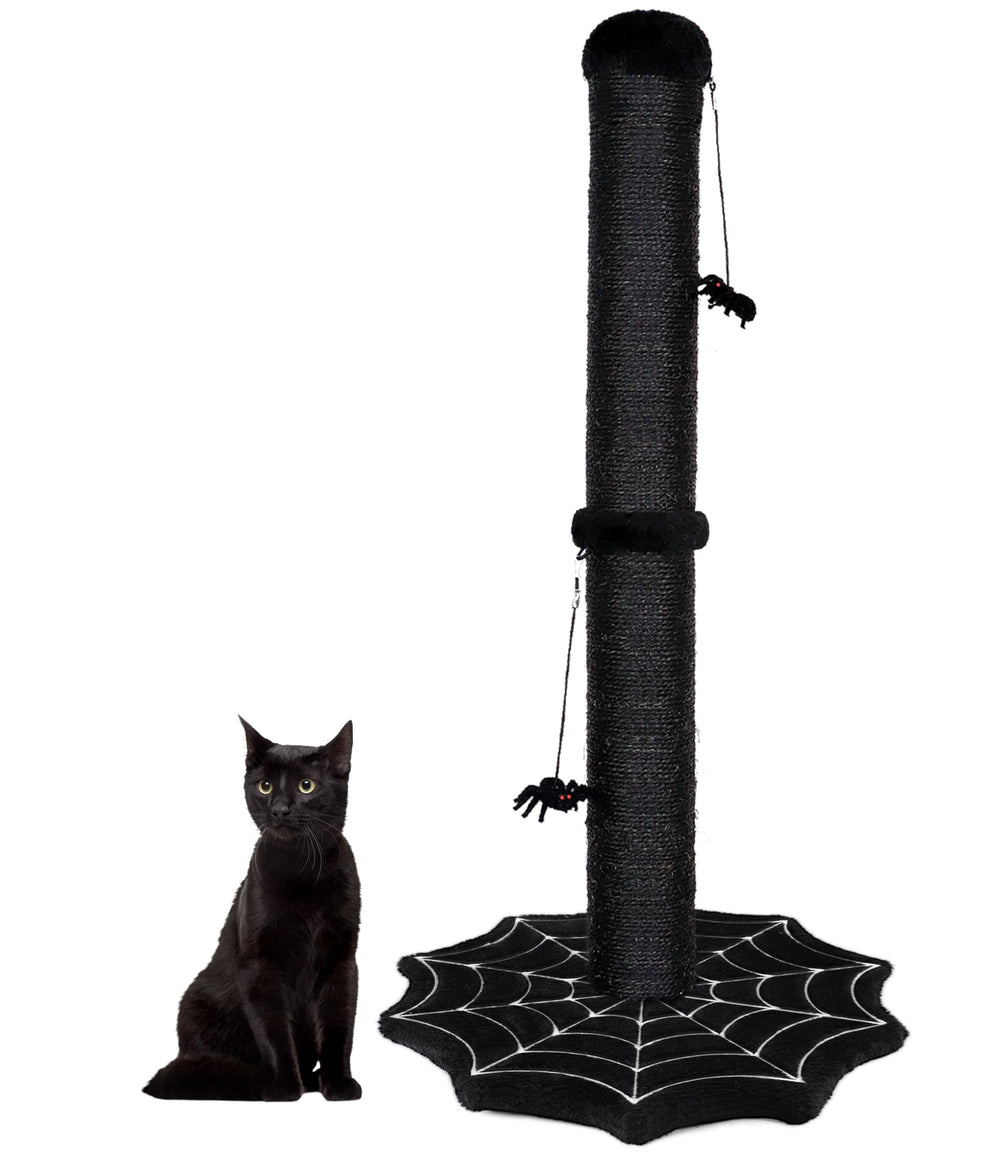 PuzzlePaw gothic-cat-scratching-post-base demonstrates cobweb-inspired base for stylish indoor decor and scratching.