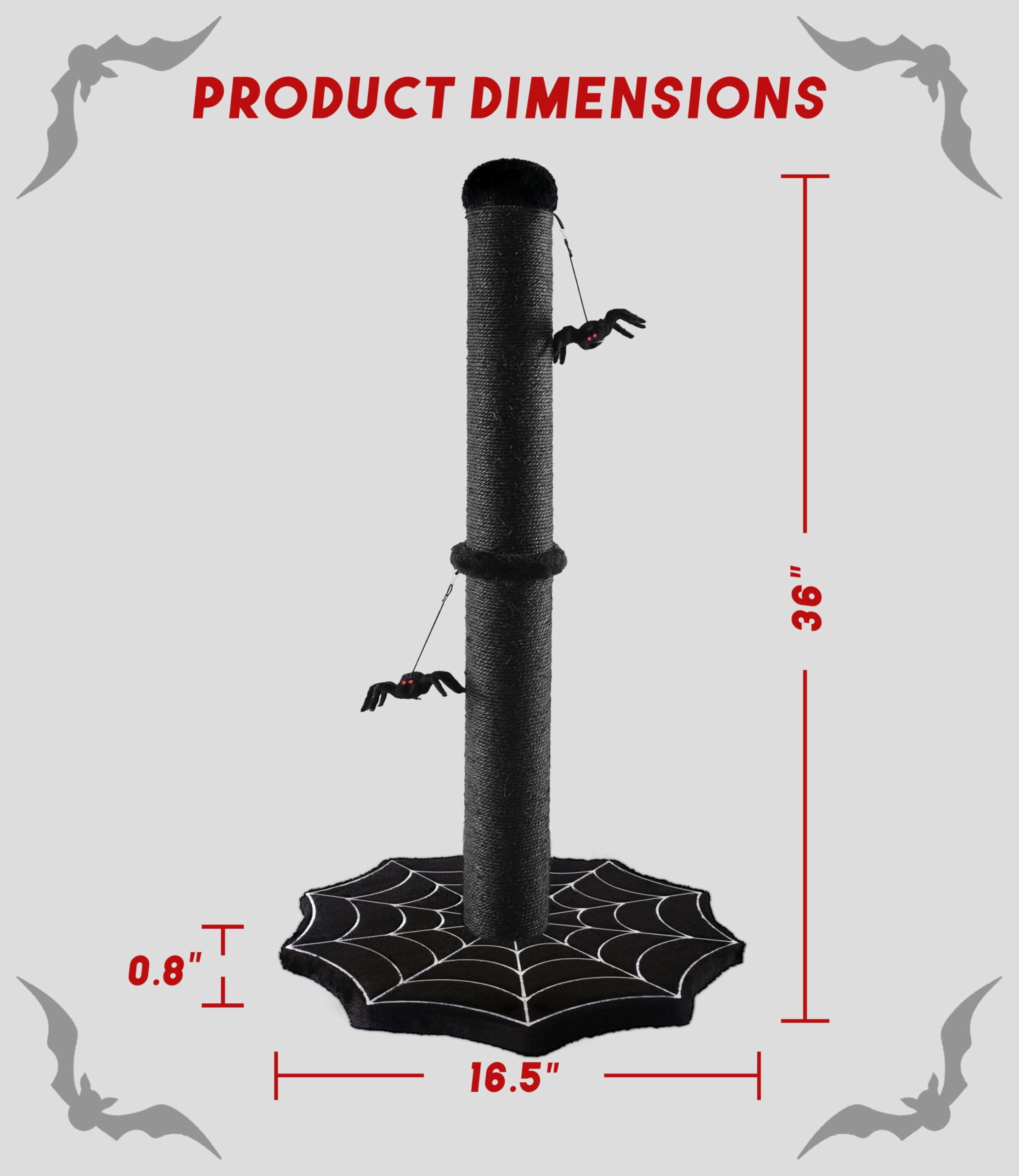 PuzzlePaw Gothic cat scratching post spider web decor complements Halloween aesthetics in your home.