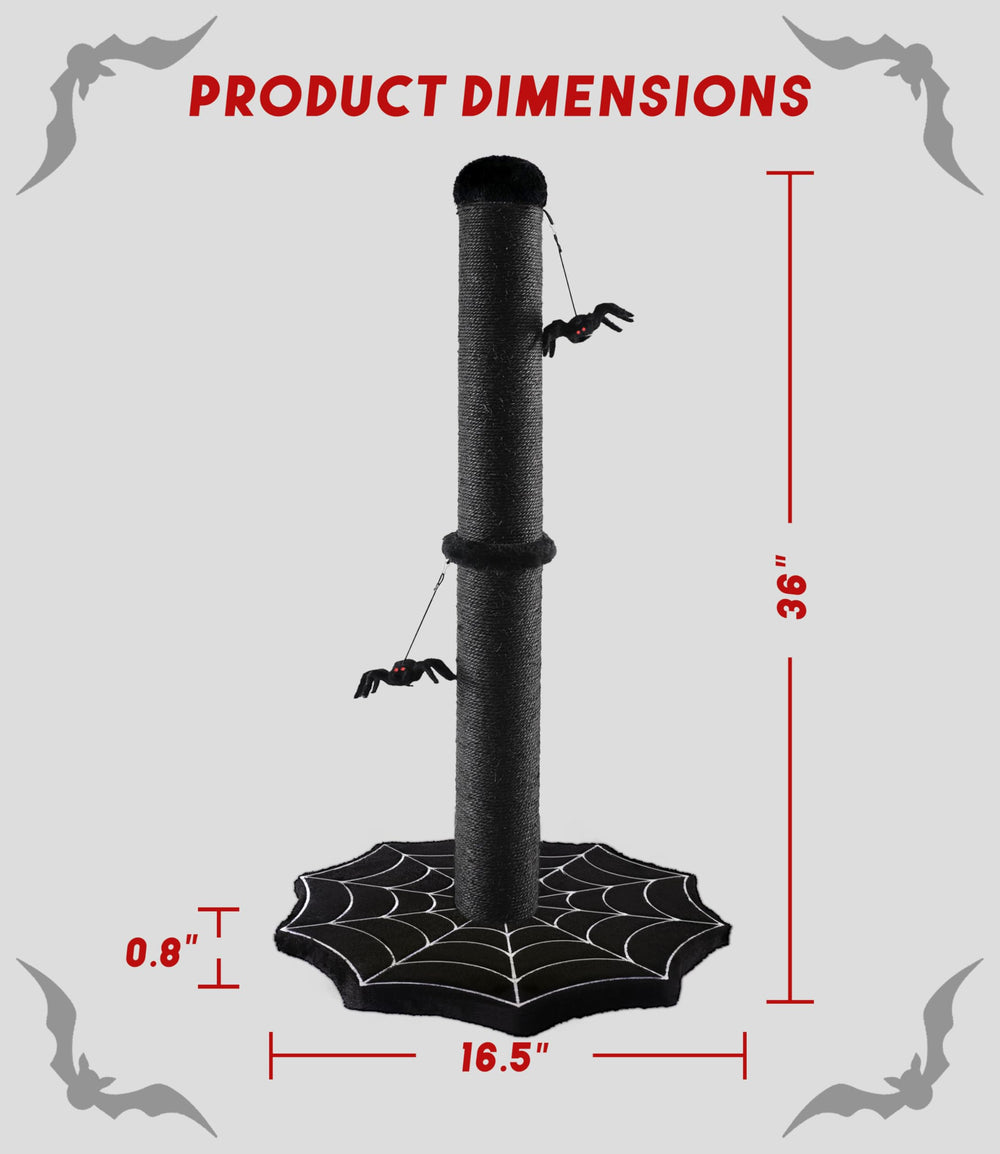 PuzzlePaw Gothic cat scratching post spider web decor complements Halloween aesthetics in your home.