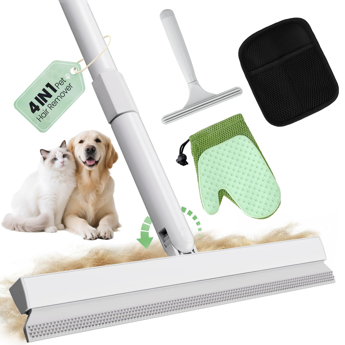 PWBSLAI carpet rake 60in broom sweeping large carpet areas for quick pet hair pickup