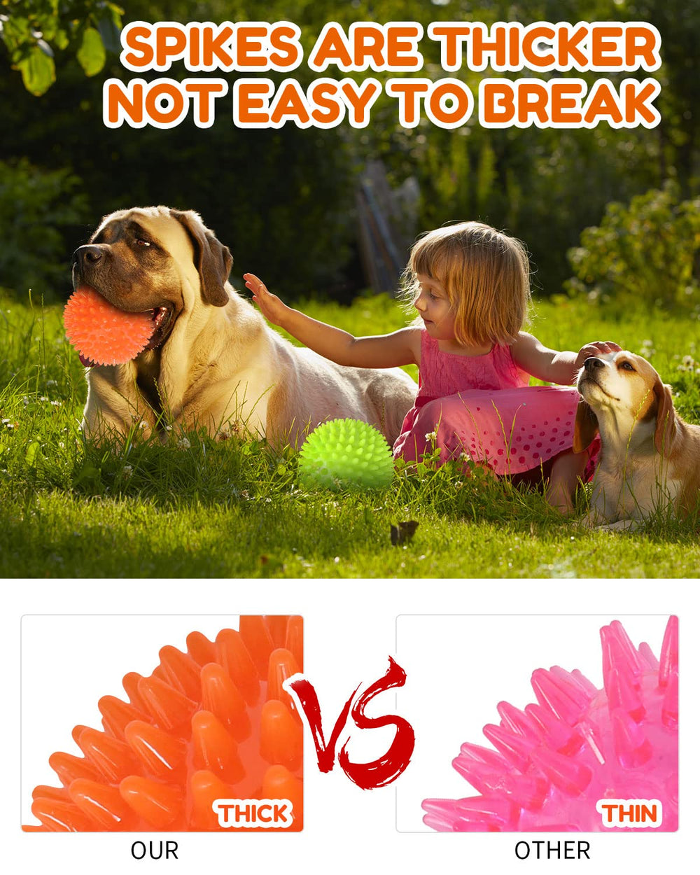 Pweituoet indoor-outdoor durable dog ball suitable for yard, park, or home.