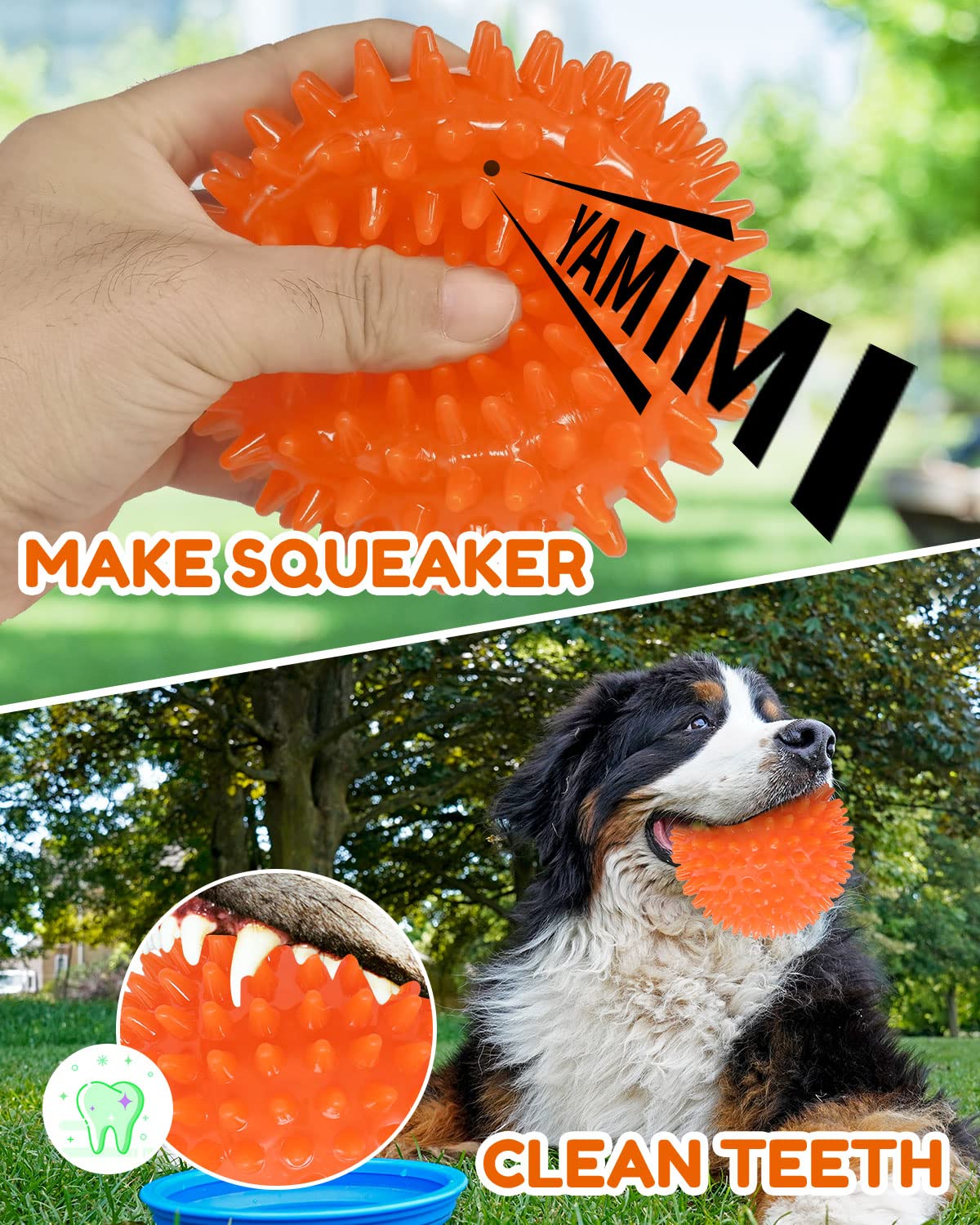 Pweituoet safe food-grade rubber dog ball for gentle chewing and long-lasting fun.