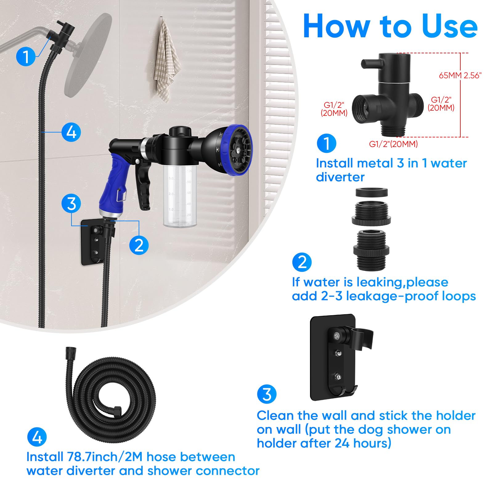 PWEZON 6-6ft hose extended for thorough rinsing and reach