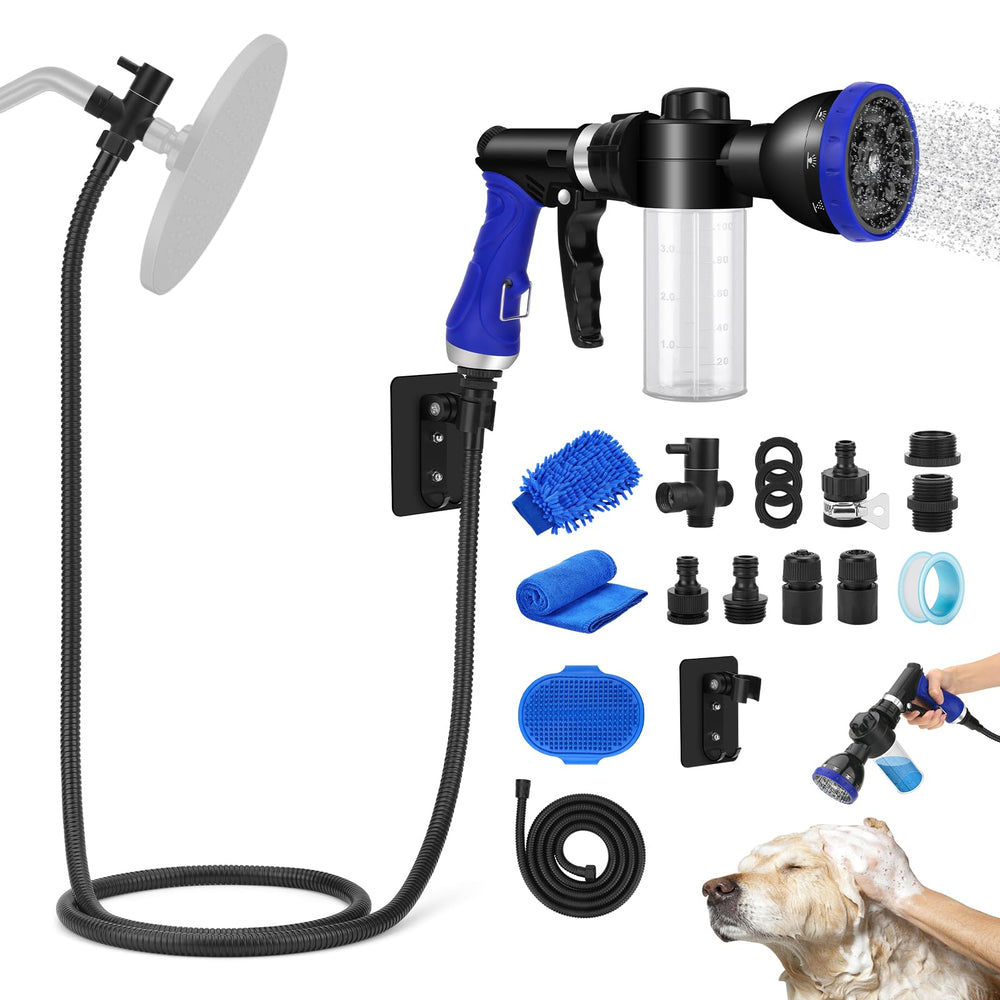 PWEZON dog shower-attachment in use for easy pet bath time