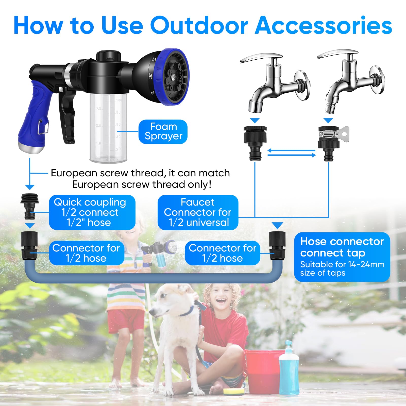 PWEZON garden nozzle-sprayer with brass fittings for durability