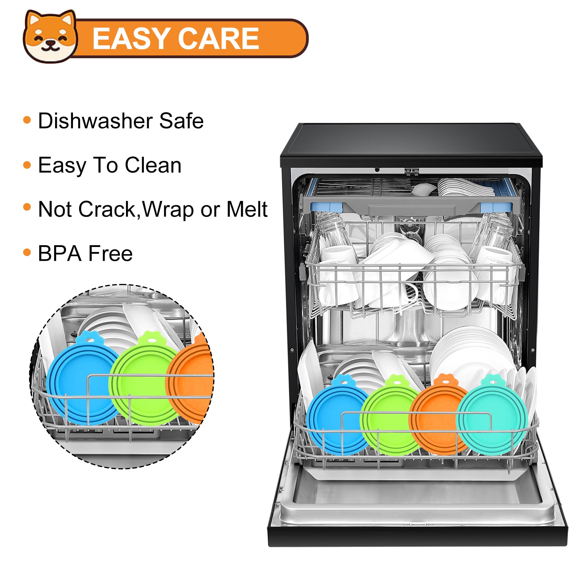 PWOD lids in dishwasher showing easy cleanup after use