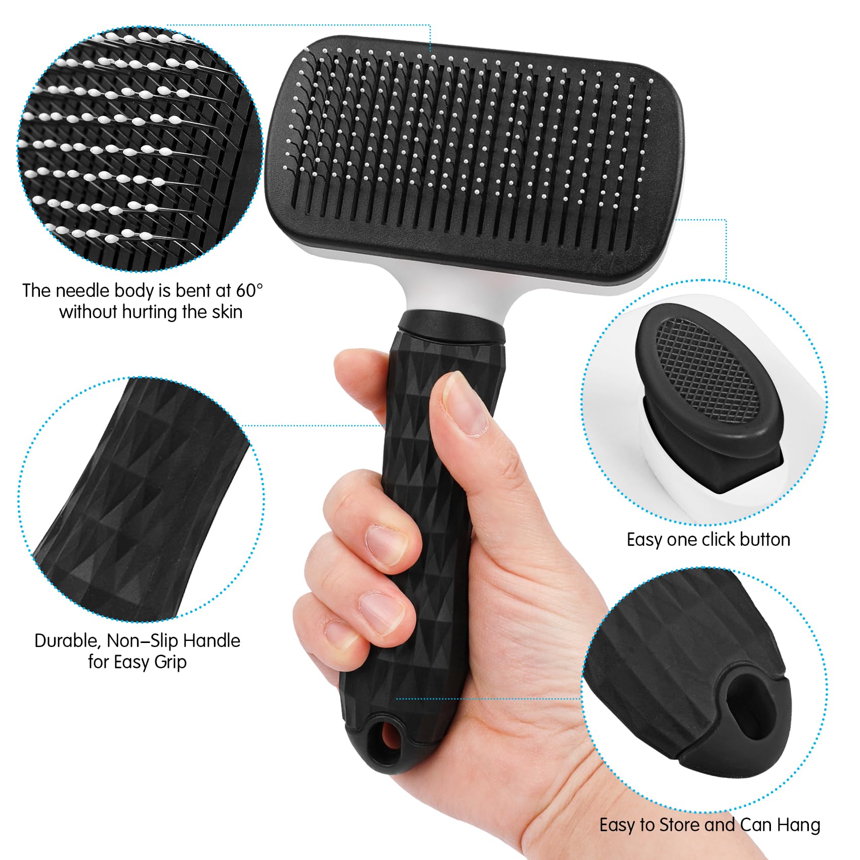 PWOD Dog and Cat Brush stainless needles deliver durable shedding removal.