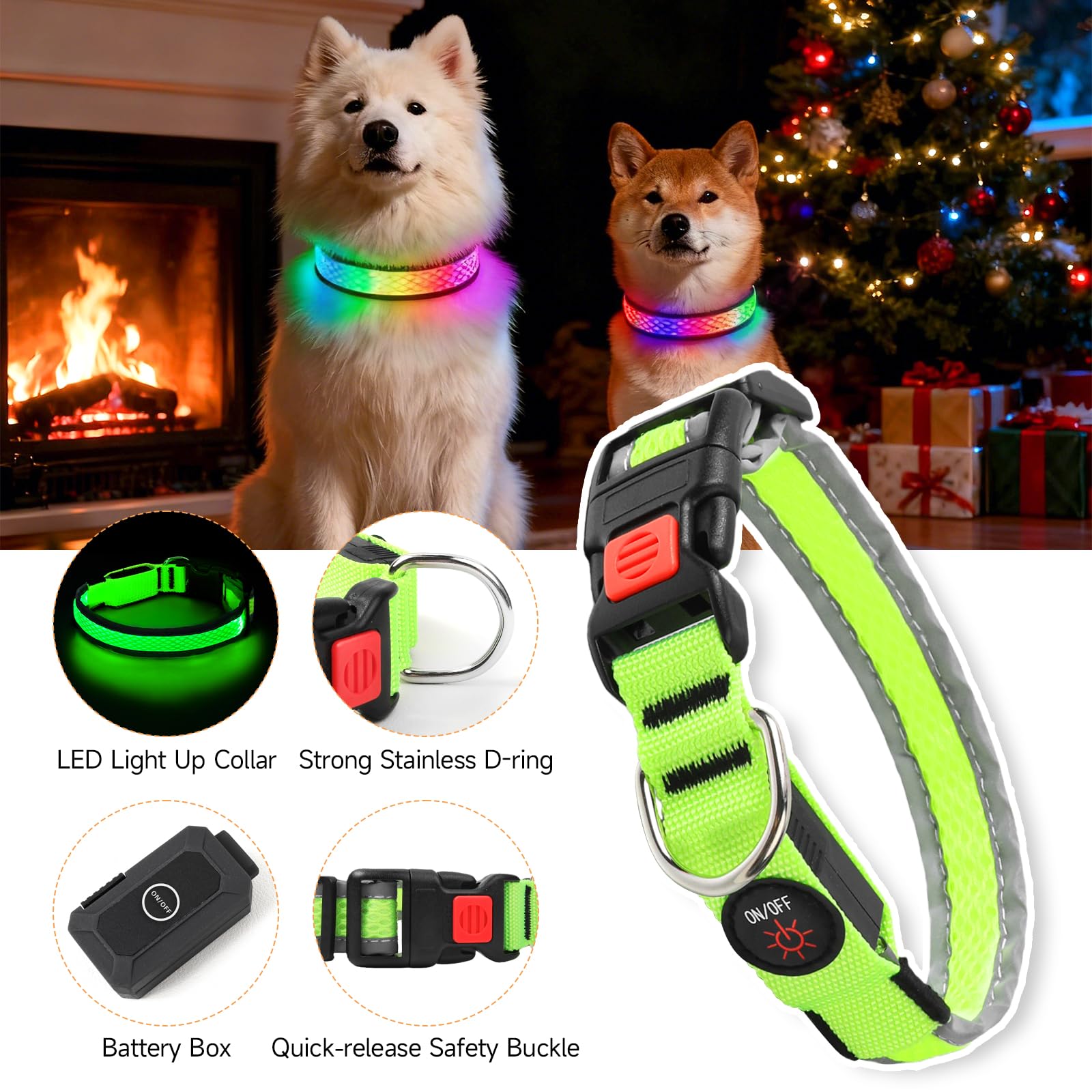 PWOD collar LED, ajuste cómodo de nylon suave para tu perro.