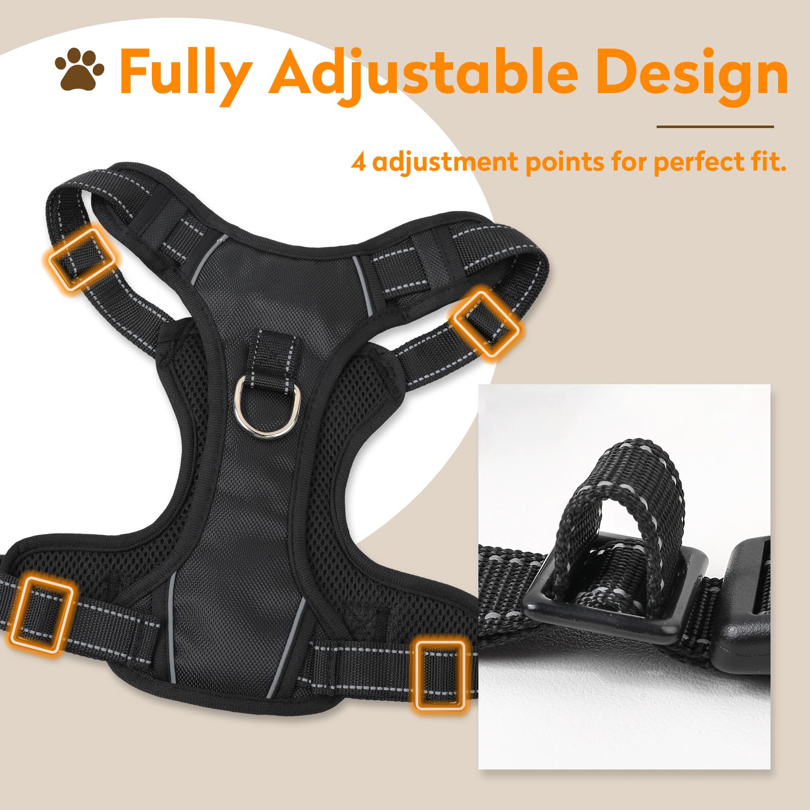 PWOD No Pull Harness top handle provides extra control during training.