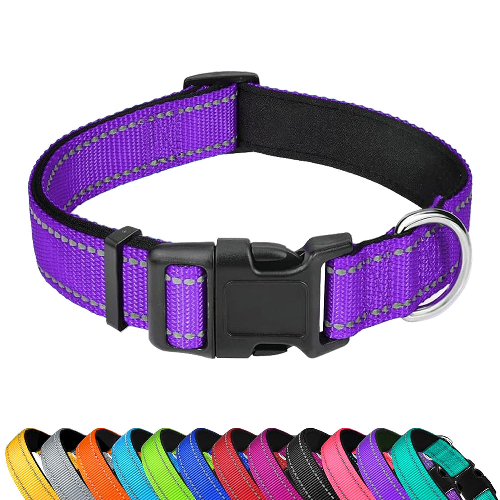 PWOD reflective dog collar shows 360° visibility for safer nighttime walks.