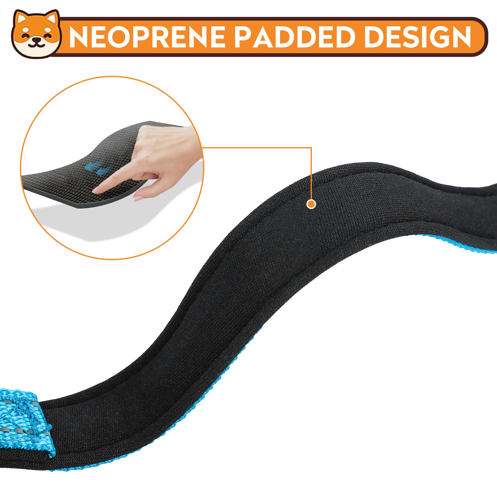 PWOD Reflective Dog Collar neoprene padding detail highlighting comfort and reduced irritation.