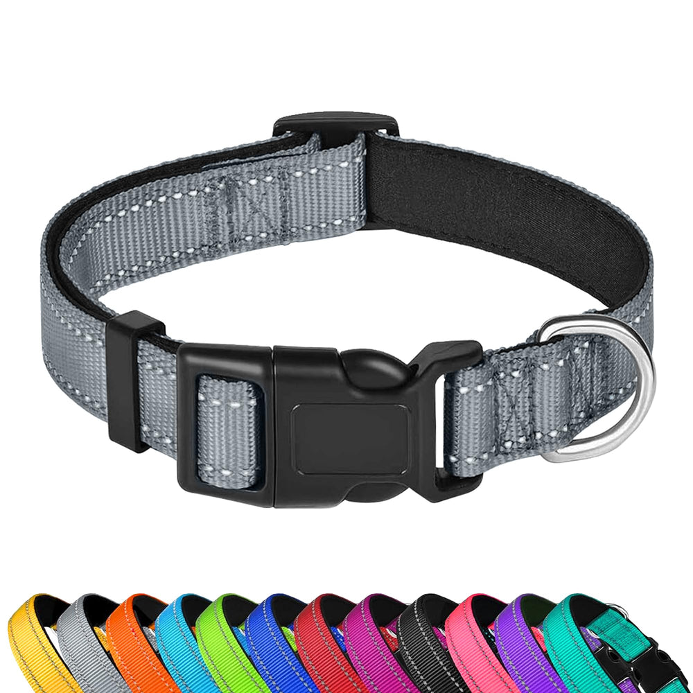 PWOD reflective dog collar with neoprene padding for comfortable wear