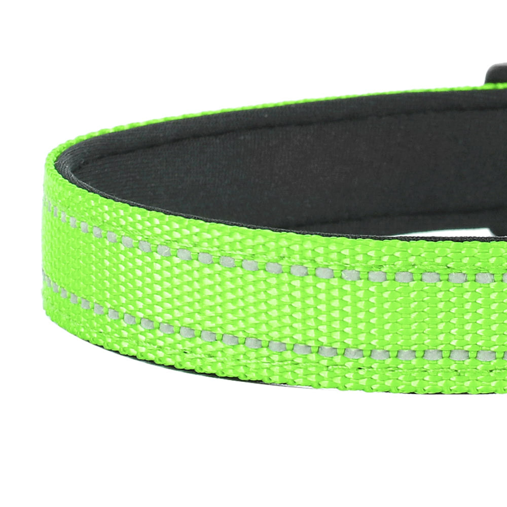 PWOD reflective dog collar durable nylon material and stitching