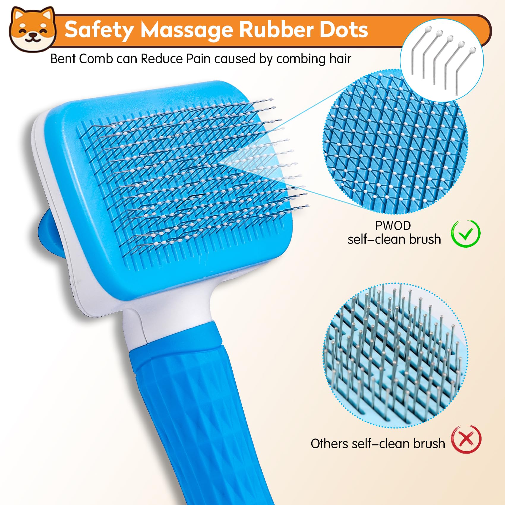 PWOD rubber ergonomic-handle reduces hand fatigue during brushing