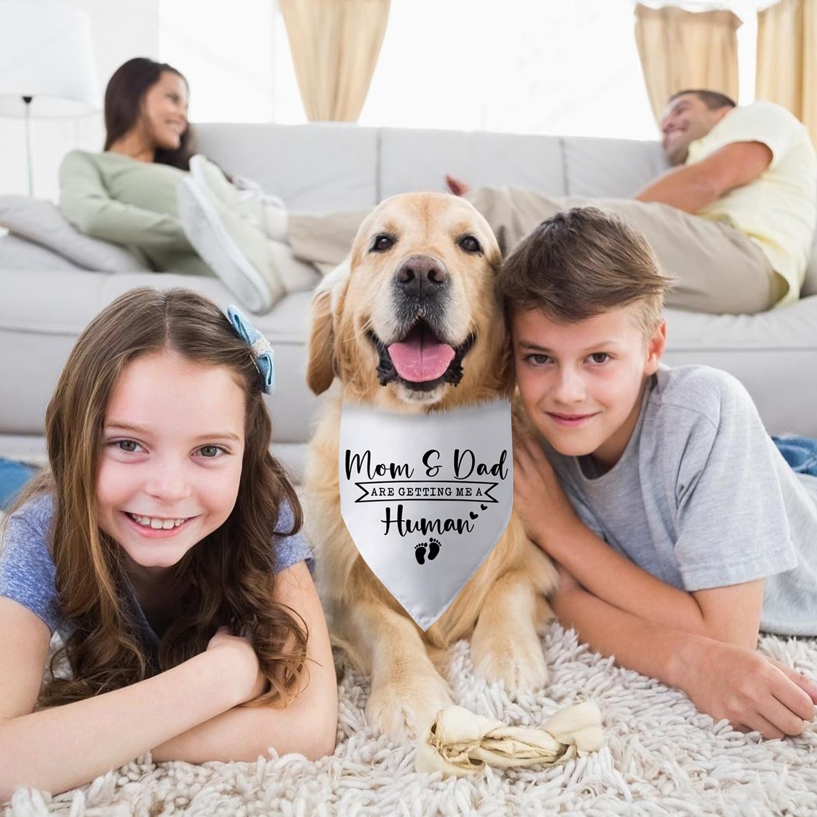 Pwrlveiut dog bandana used as baby announcement photo prop for memorable portraits