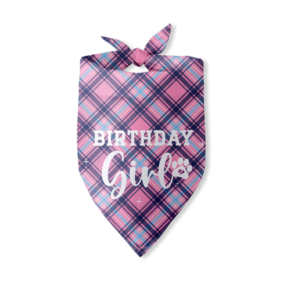 Pwrlveiut Birthday Girl bandana worn on a dog for a celebratory photo