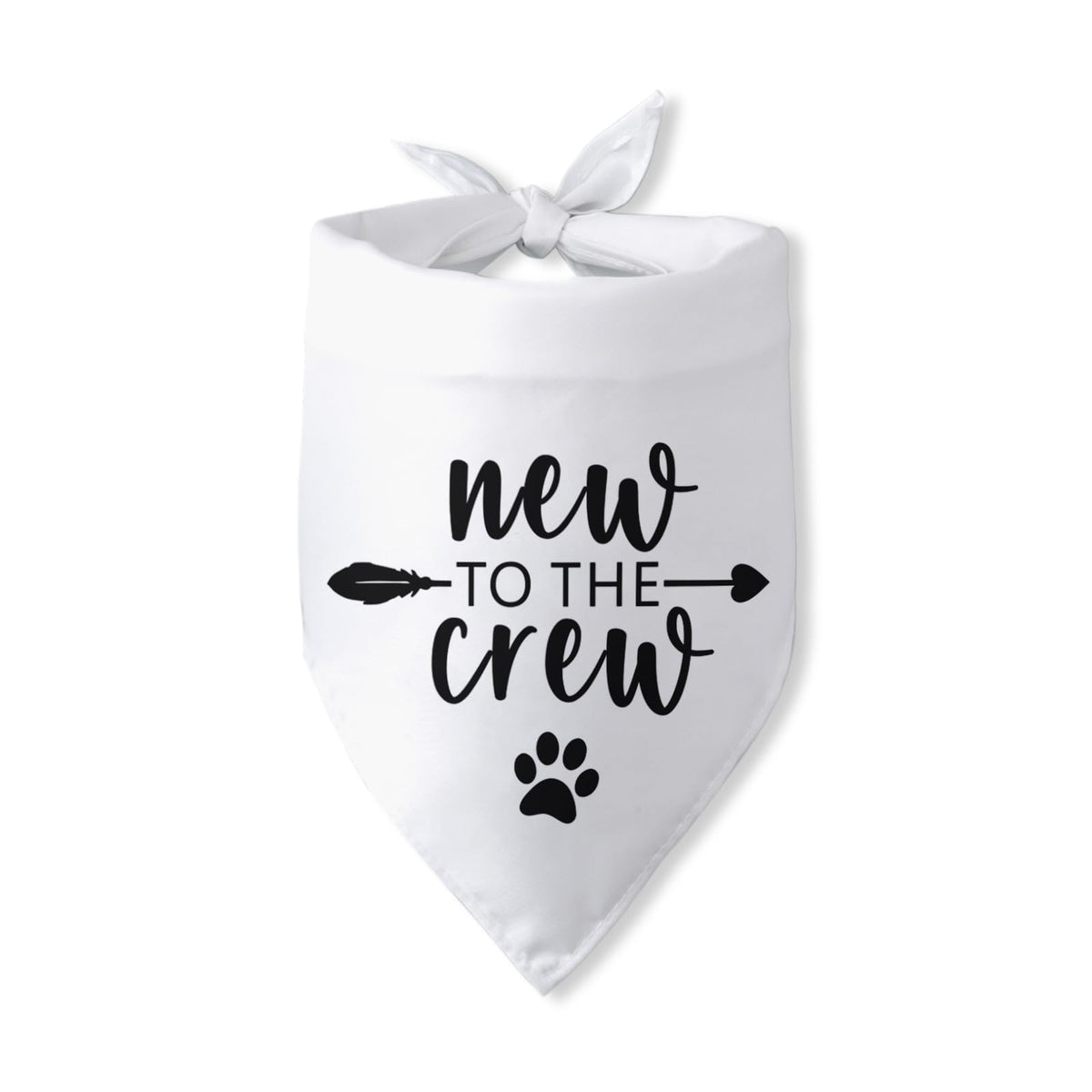 Pwrlveiut puppy bandana with 'new to the crew' print for announcement photos