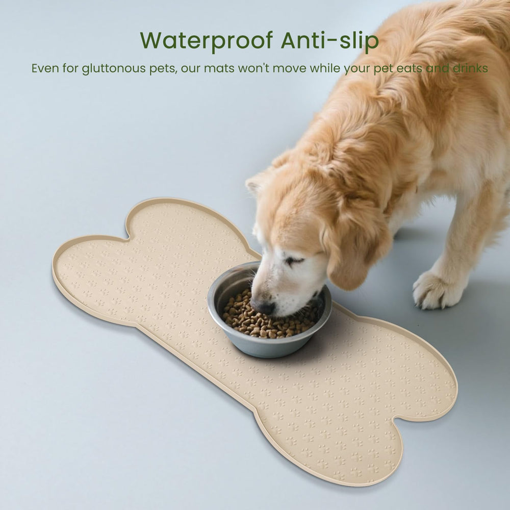 PWTAA bone-shaped mat designed to contain crumbs and reduce clutter.