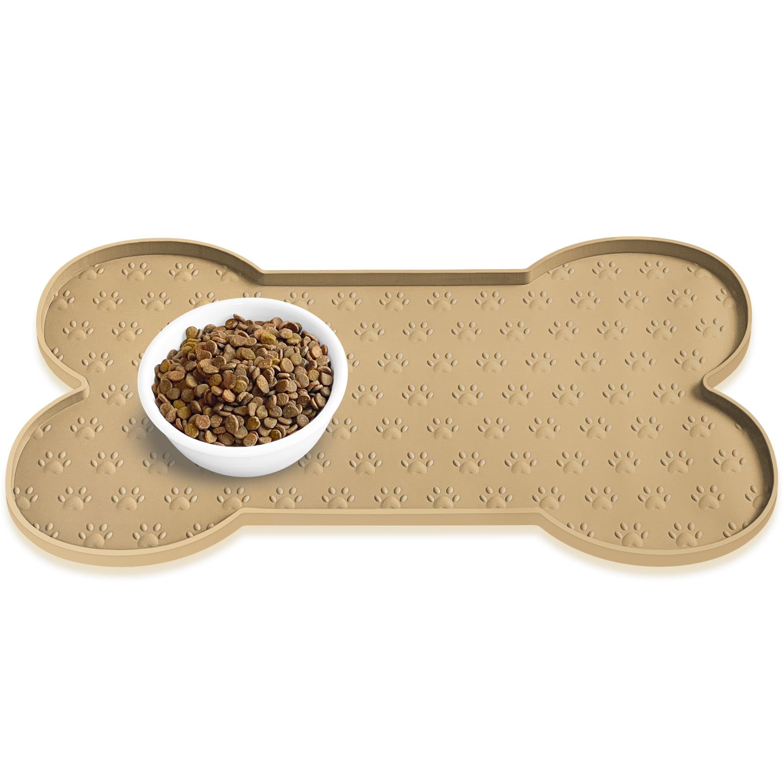 PWTAA dog food mat anti slip with raised edge keeps bowls steady during meals