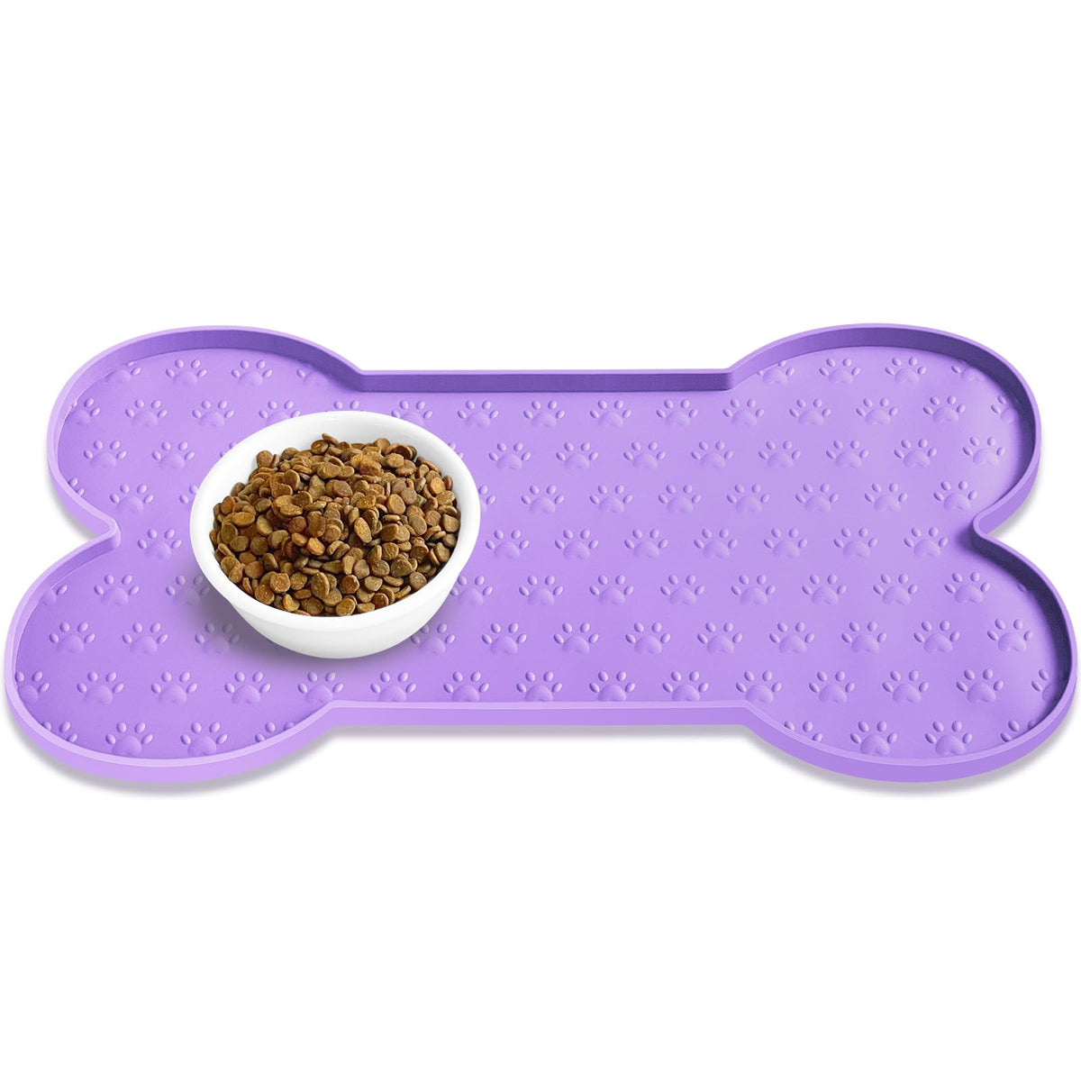 PWTAA Dog Food Mat anti-slip top view keeps bowls steady during meals.