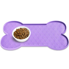PWTAA Dog Food Mat anti-slip top view keeps bowls steady during meals.