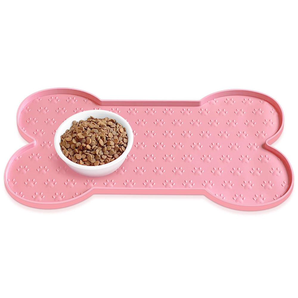 PWTAA dog food mat anti-slip keeps bowls steady during meals.