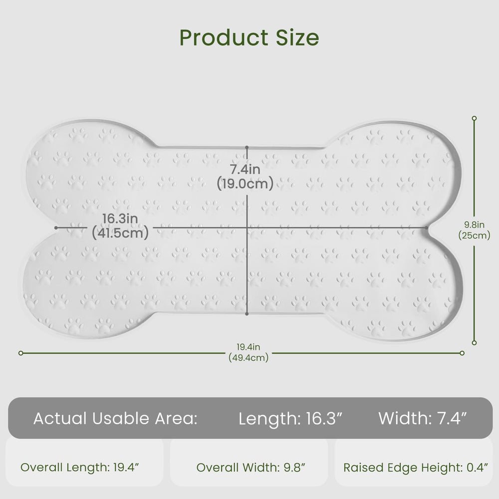 PWTAA dog food mat raised edge closeup showing spill containment