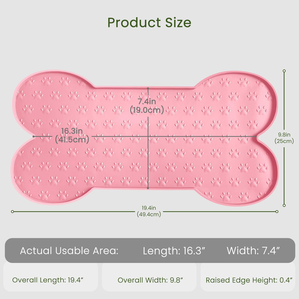 PWTAA dog food mat raised edge contains spills and protects floors.