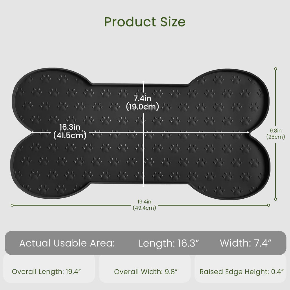 PWTAA dog food mat raised-edge contains spills for a tidy setup
