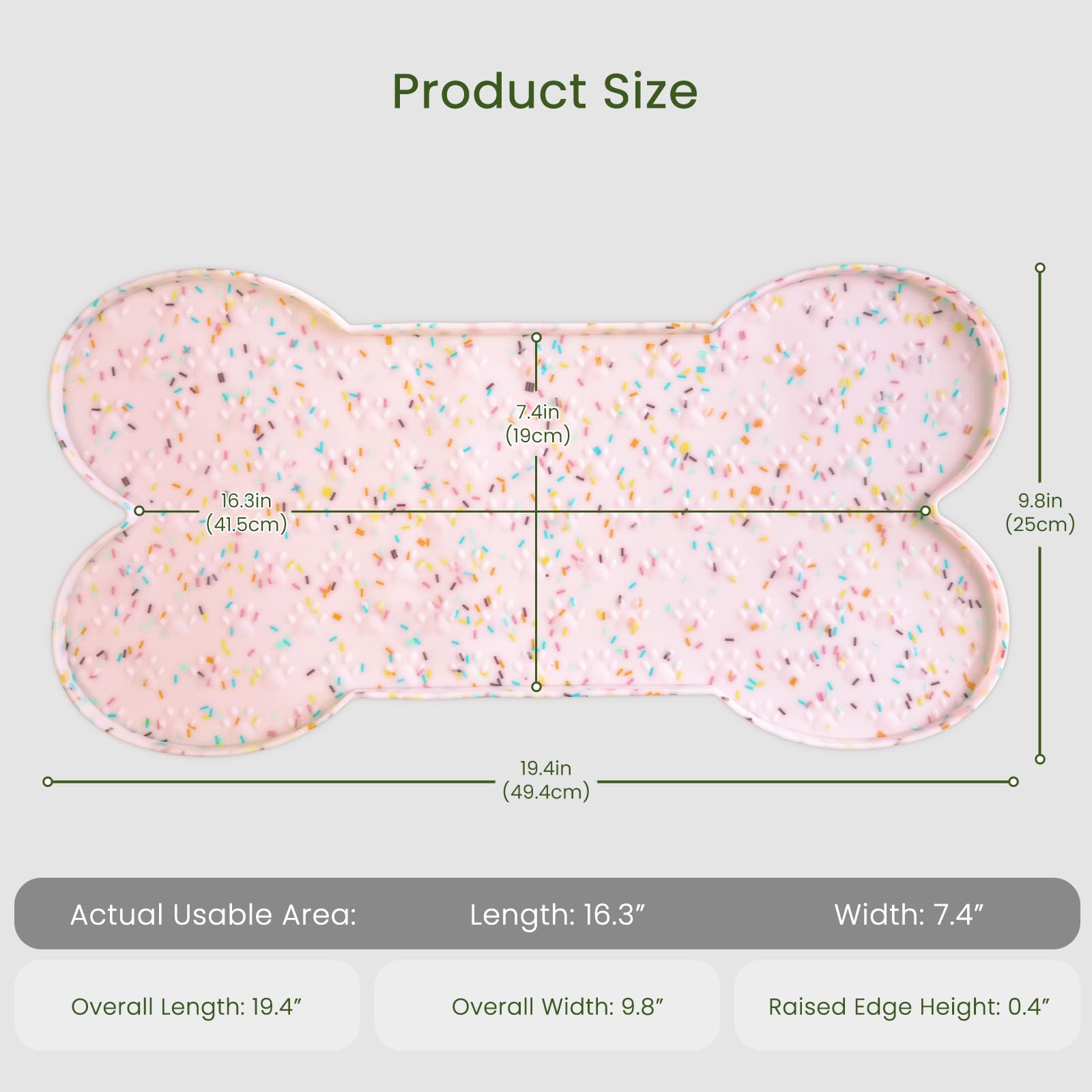 PWTAA dog food mat raised edge traps spills for clean floors