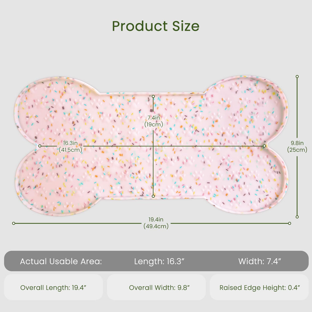 PWTAA dog food mat raised edge traps spills for clean floors