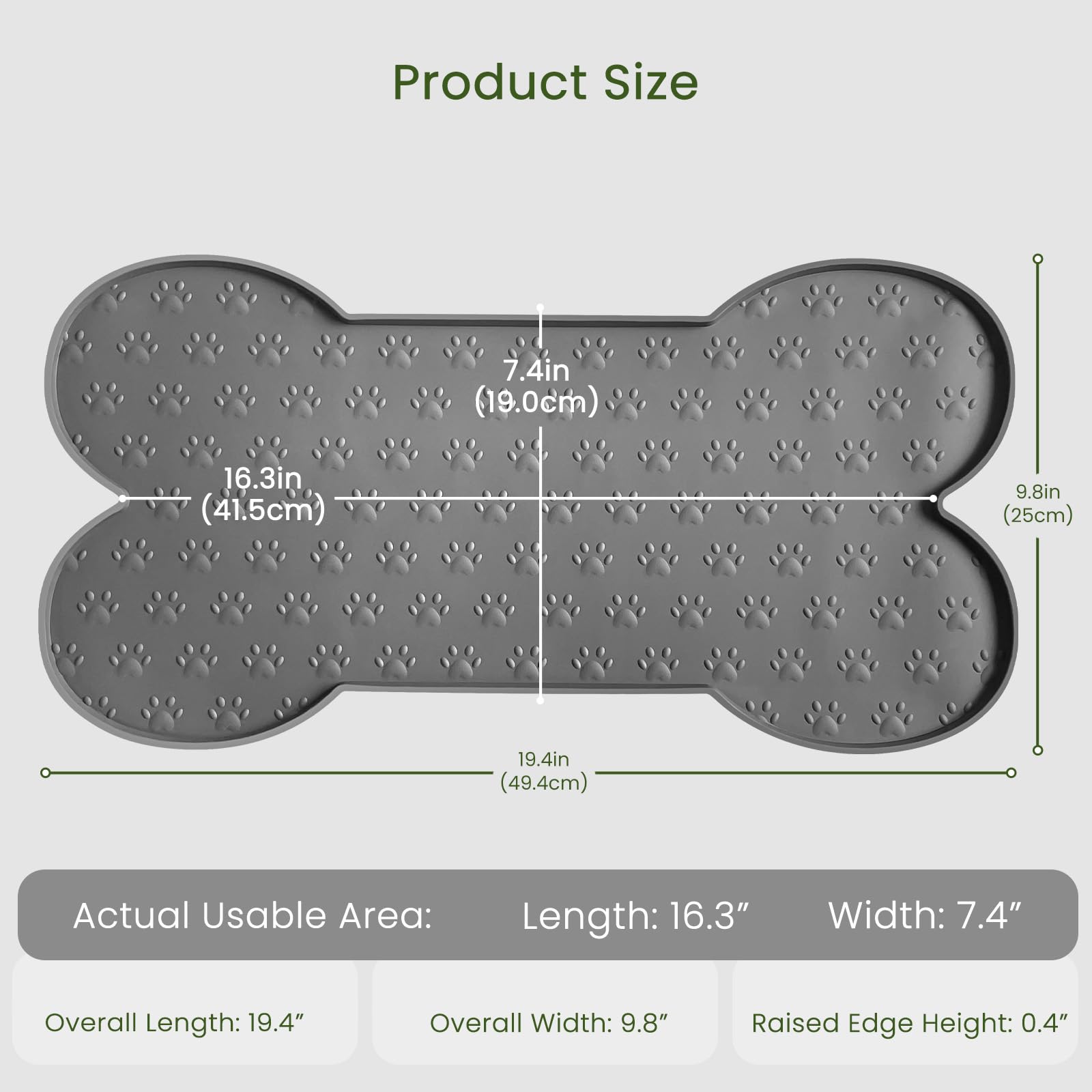 PWTAA dog food mat raised edge prevents spills onto the floor.