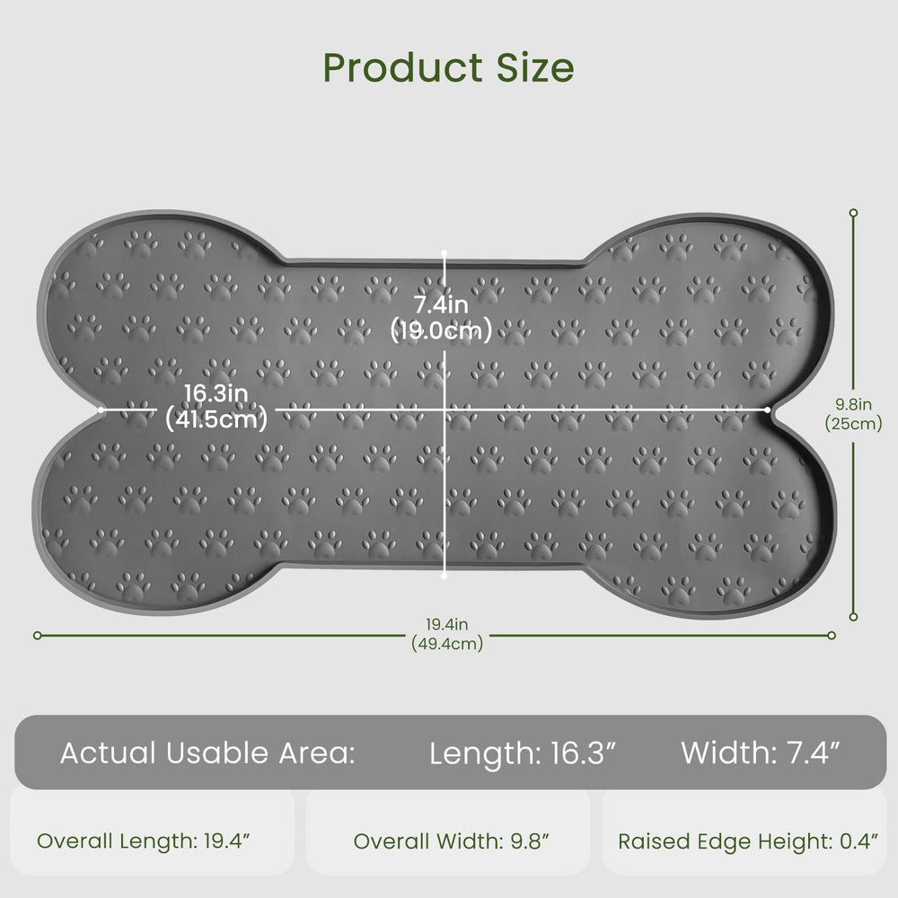 PWTAA dog food mat raised edge prevents spills onto the floor.