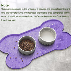 PWTAA Dog Food Mat two bowls setup demonstrates space for small to medium pets.