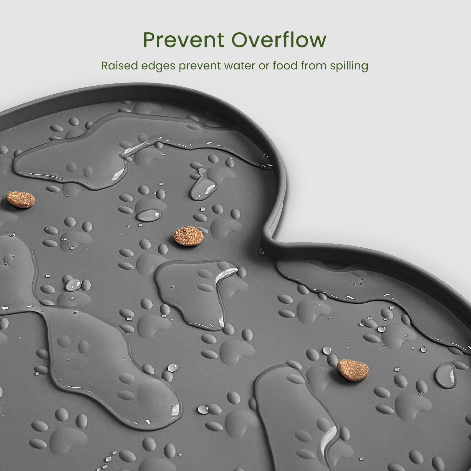 PWTAA dog food mat two-bowl setup fits small to medium pets.
