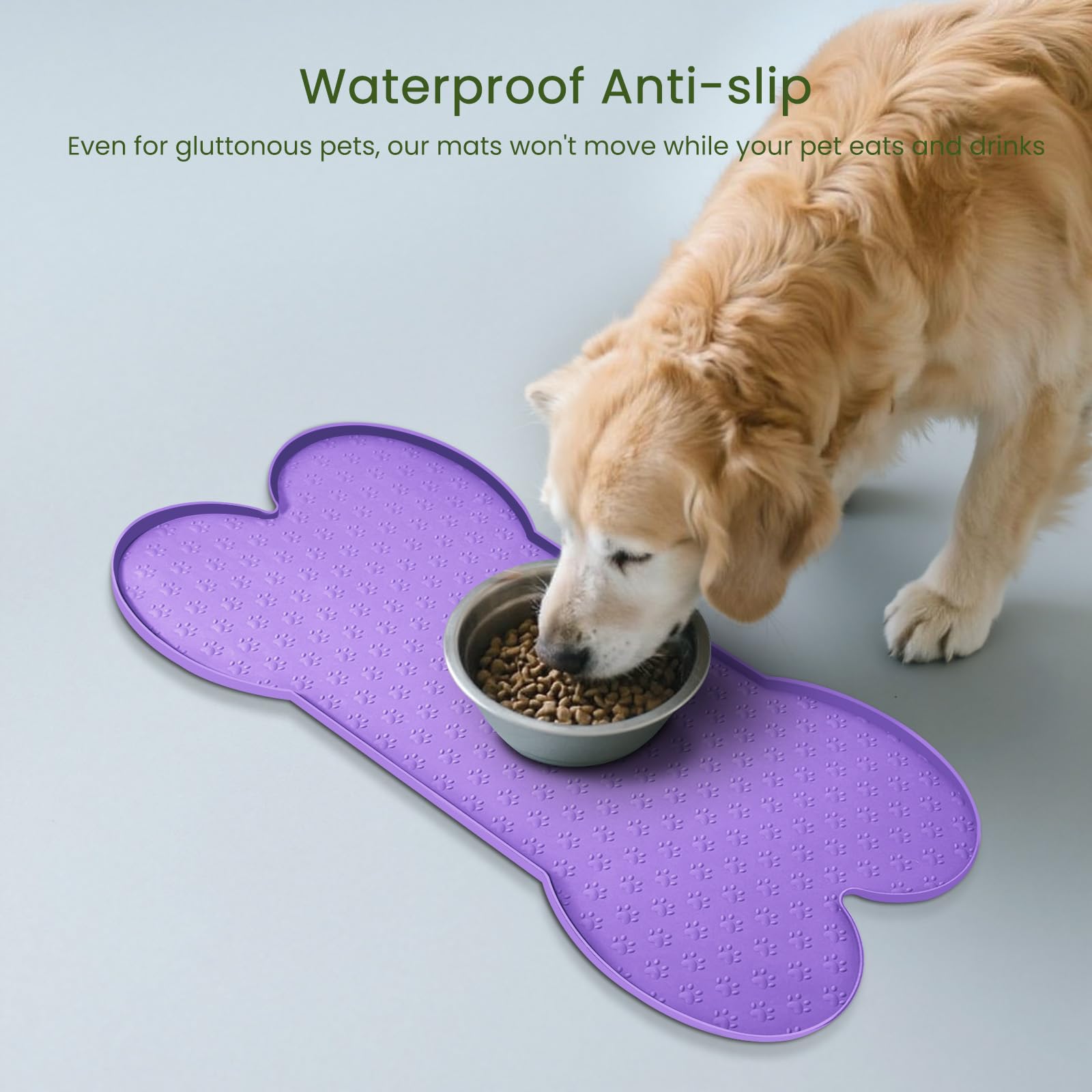 PWTAA Dog Food Mat waterproof surface resists mess and keeps feeding area dry.