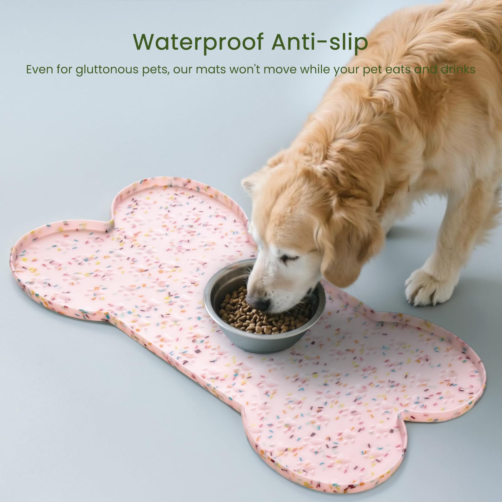 PWTAA dog food mat waterproof design prevents messes on surfaces